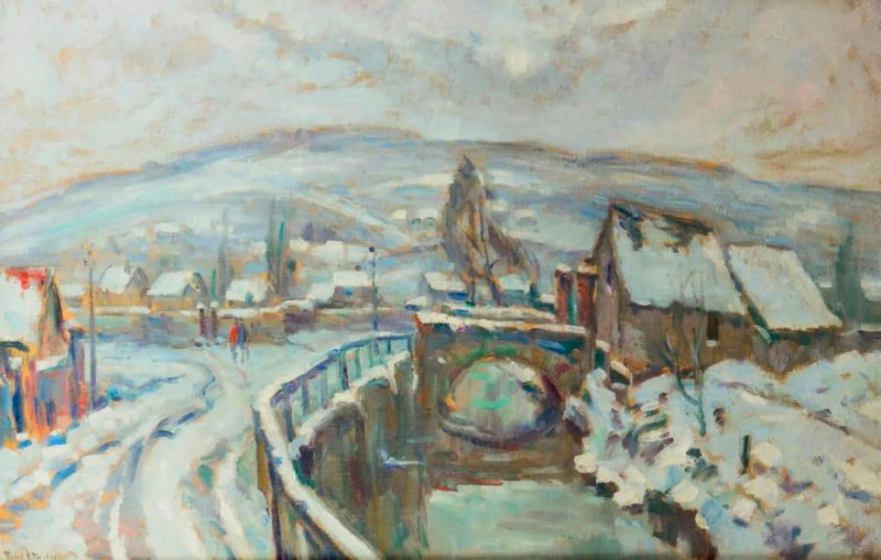 Le Robec under snøen rundt Rouen - Robert Antoine Pinchon