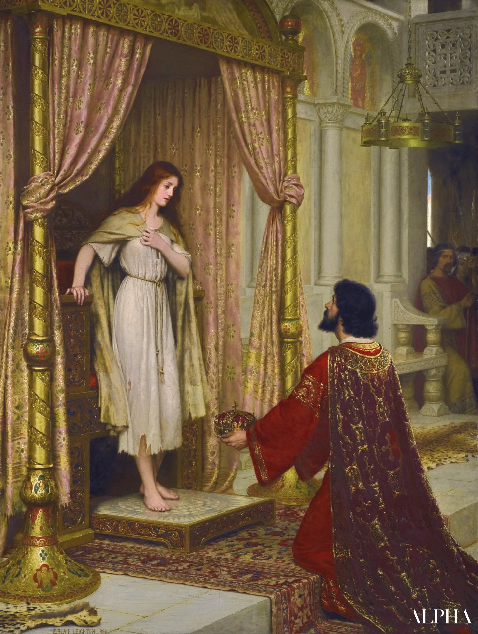 Kongen og tiggeren - Edmund Leighton - Høykvalitets reproduksjoner av malerier og bilder