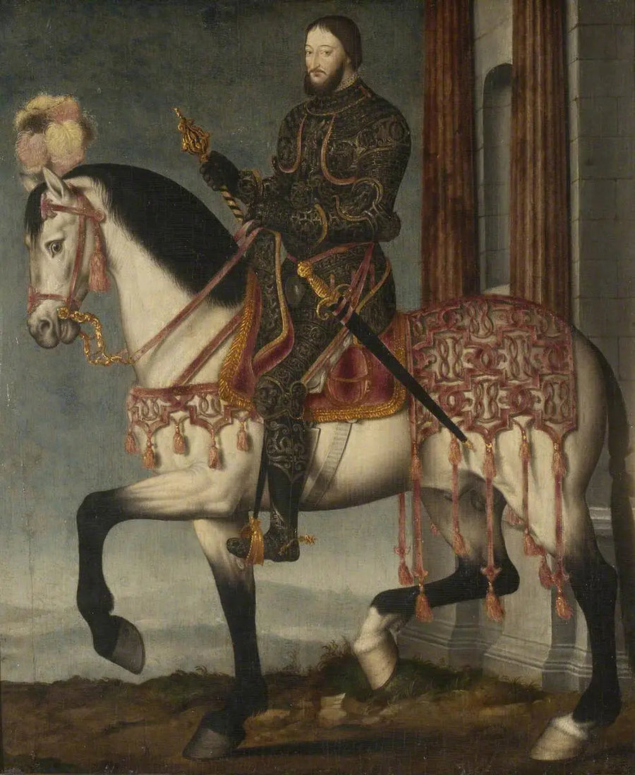 Kongen François I, konge av Frankrike (1494-1547) på hest - François Clouet

Source:
Le roi François Ier, roi de France (1494-1547) à cheval - François Clouet