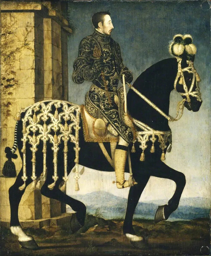 Kongen Henrik II, konge av Frankrike (1519-1559) til hest - François Clouet

Source:
Le roi Henri II, roi de France (1519-1559) à cheval - François Clouet