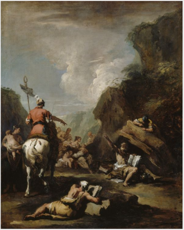 Kongen Hieron II av Syracuse ber Archimedes om å forsterke byen - Sebastiano Ricci