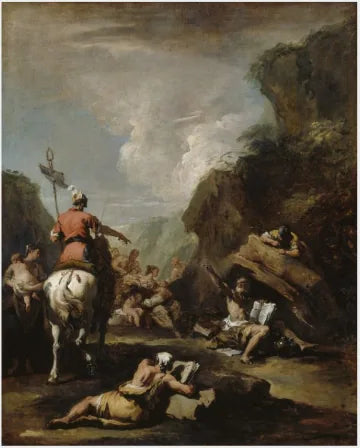 Kongen Hieron II av Syracuse ber Archimedes om å forsterke byen - Sebastiano Ricci