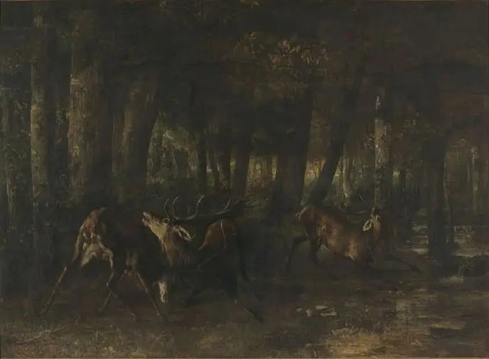Vårenes rut. Elgkamp - Gustave Courbet