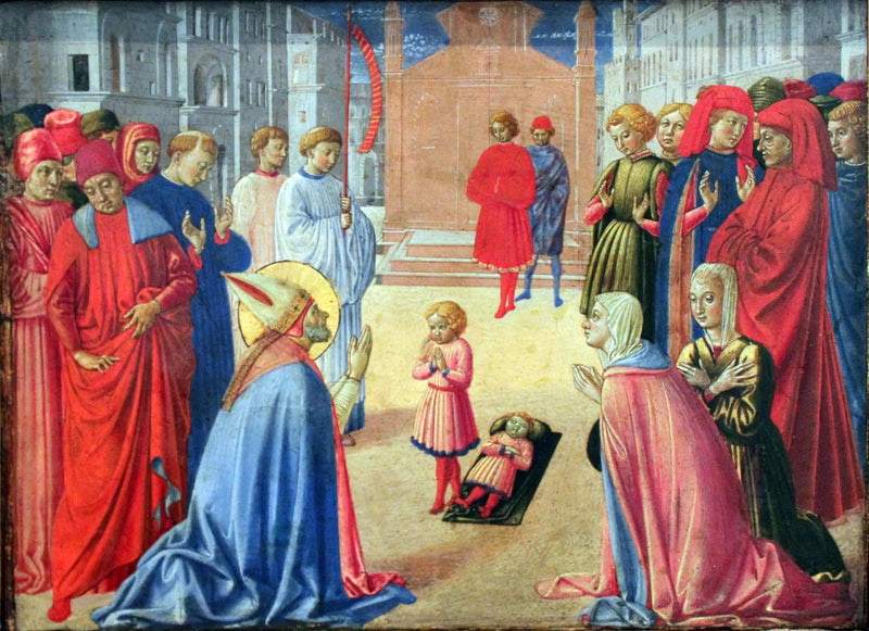 Den hellige Zénobe vekker en død gutt til live - Benozzo Gozzoli