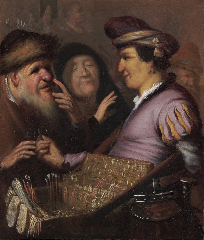 Brillehandleren (En omreisende som selger briller, Utsikt) - Rembrandt