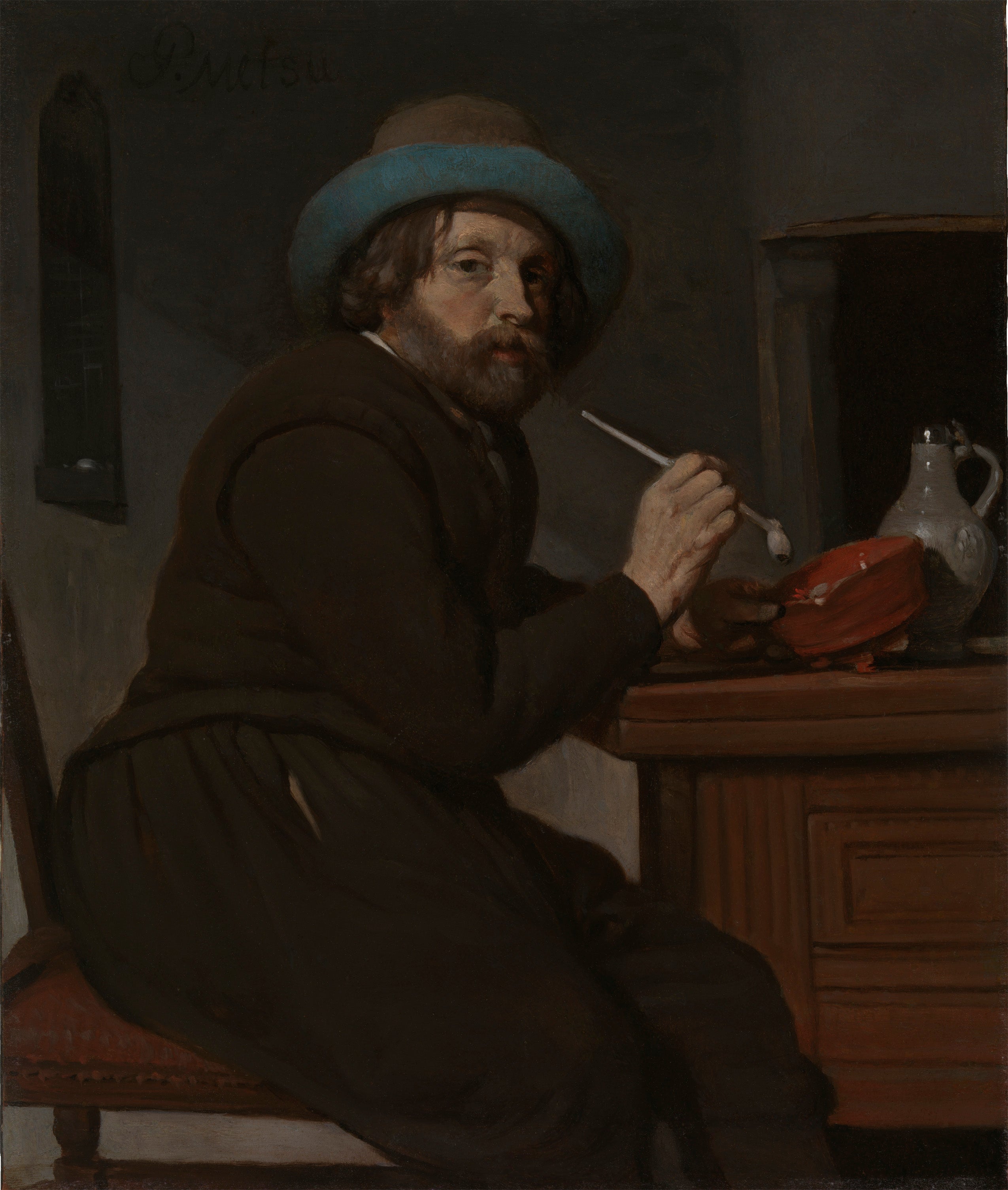 Le vieux fumeur - Gabriel Metsu image 1 reproduction de peinture à l’huile