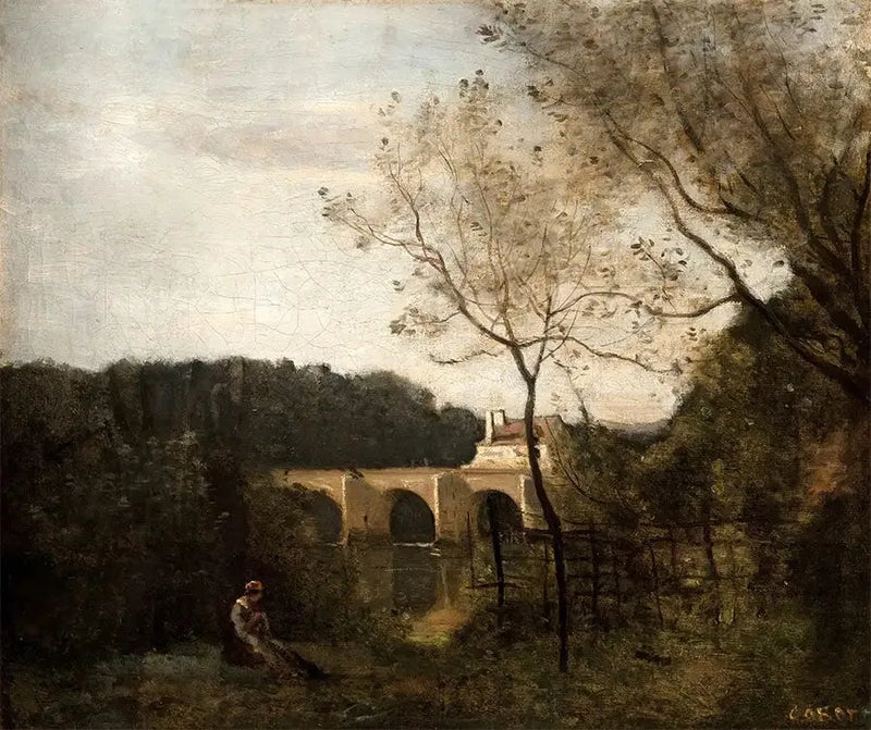 Den gamle broen i Mantes - Jean-Baptiste Camille Corot