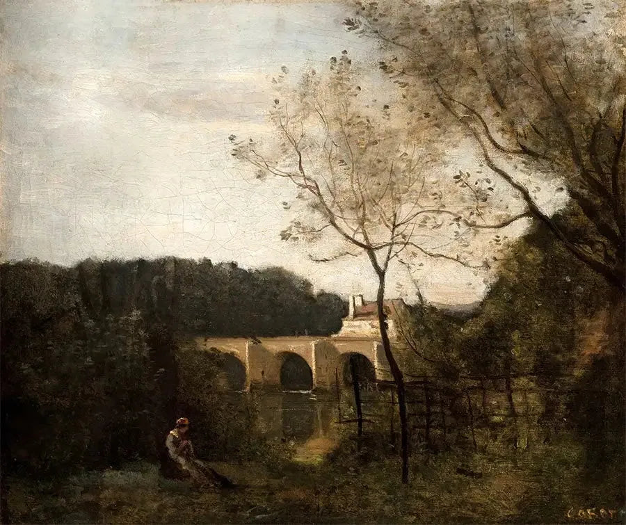Den gamle broen i Mantes - Jean-Baptiste Camille Corot