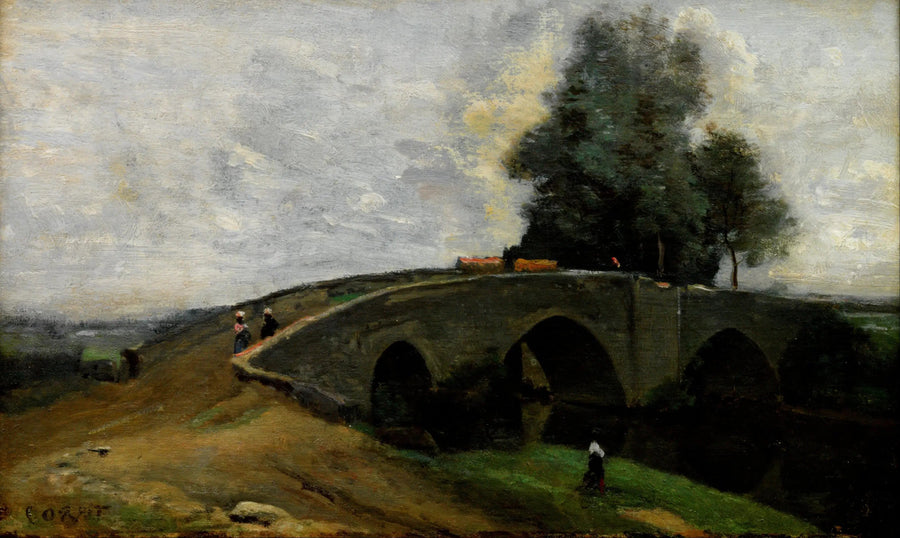 Den gamle broen - Jean-Baptiste Camille Corot