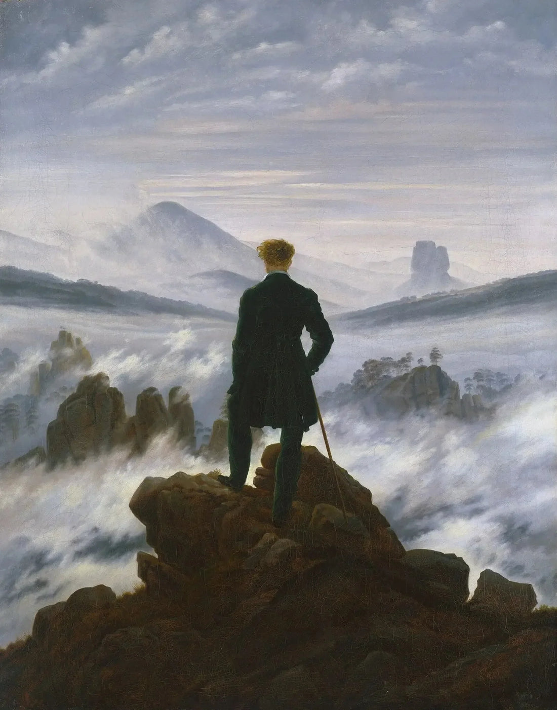 Reisende som betrakter en skyfylt hav - Caspar David Friedrich