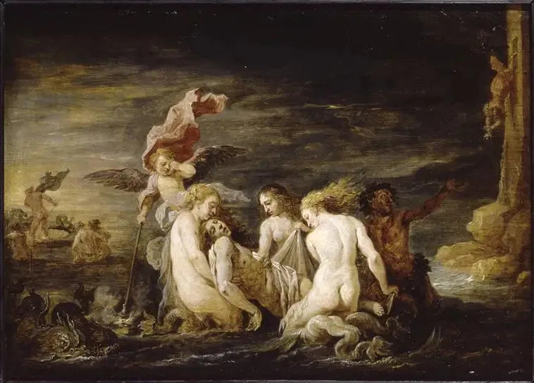 Léandre druknet funnet av Nereidene - David Teniers den Yngre

Source:
Léandre noyé retrouvé par les Néréides - David Teniers le Jeune