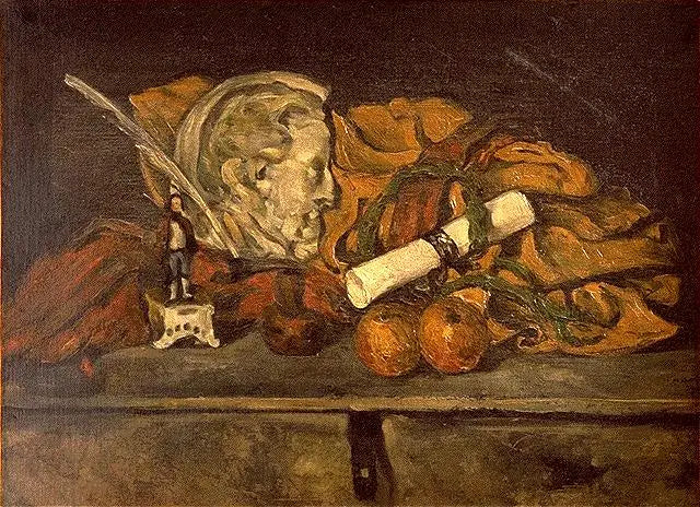 Cézannes Tilbehør. Stilleben med medaljong av Philippe Solari - Paul Cézanne