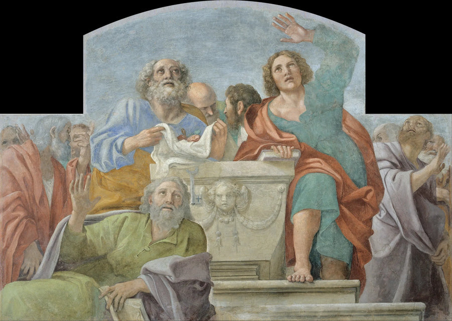 Apostlene rundt den tomme gravplassen - Annibale Carracci
