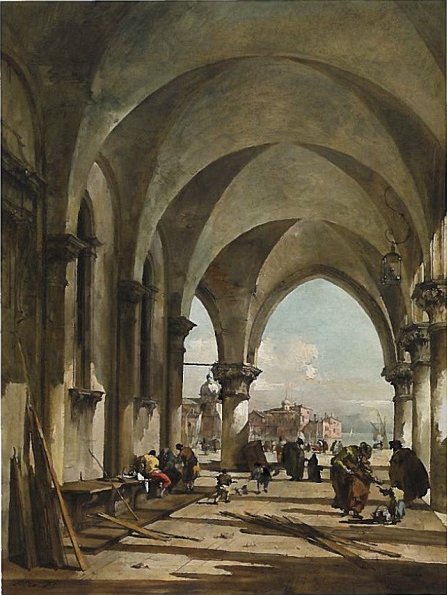 Buegangene til Dodge-palasset, Venezia, mot basilikaen San Giorgio Maggiore - Francesco Guardi