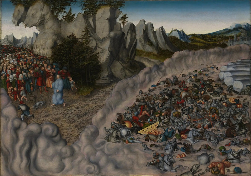 Faraos hærer sunket i Rødehavet - Lucas Cranach den eldre
