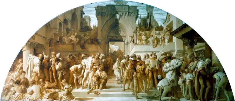 Les arts de l'industrie appliqués à la guerre (dessin pour une peinture murale au Victoria and Albert Museum) - Frederic Leighton