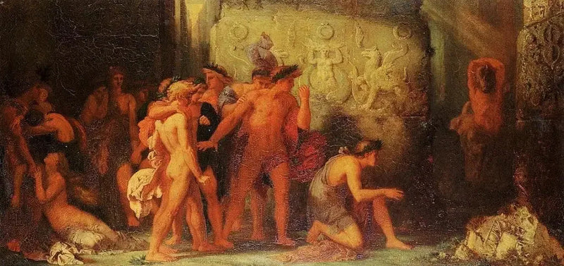 Athenere som overlever Minotauren i det greske labyrinten - Gustave Moreau