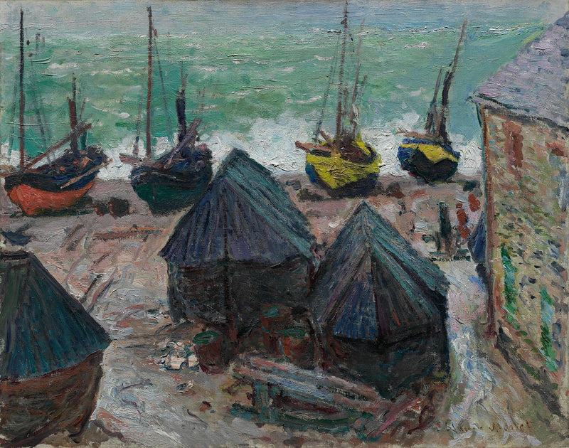 Båtene på stranden i Étretat - Claude Monet