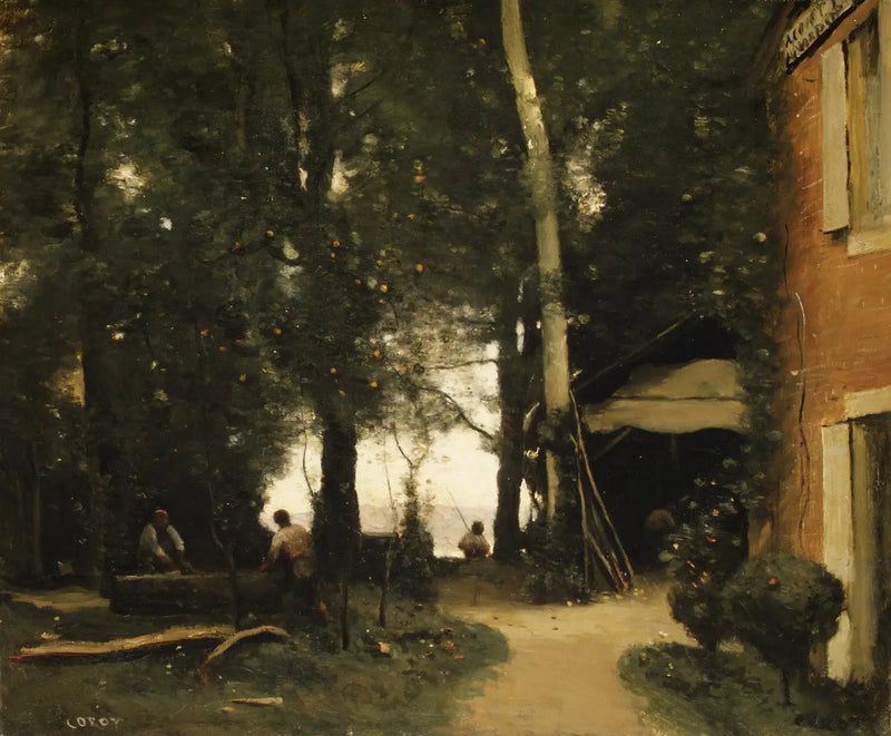 Seine-elvens bredder i Conflans - Jean-Baptiste Camille Corot