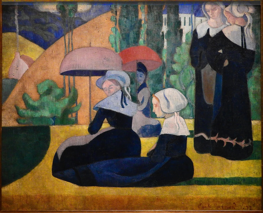 Bretonene med parasoller - Émile Bernard