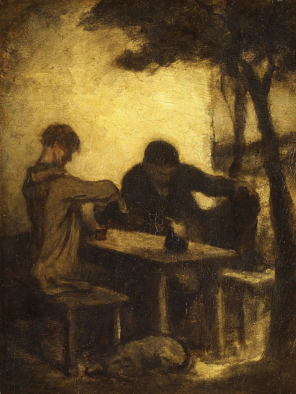 Les buveurs - Honoré Daumier image 1 reproduction de peinture à l’huile