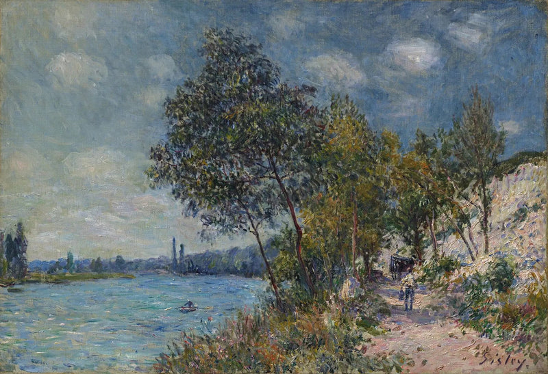 Steinbruddene i Veneux i solen, morgen - Alfred Sisley