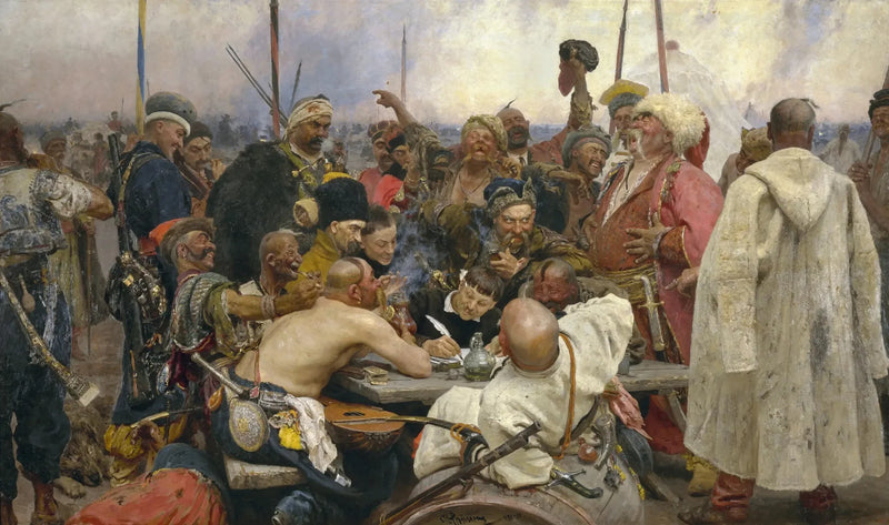 Zaporogiske kosakker som skriver et brev til tyrkisk sultan - Ilya Repin