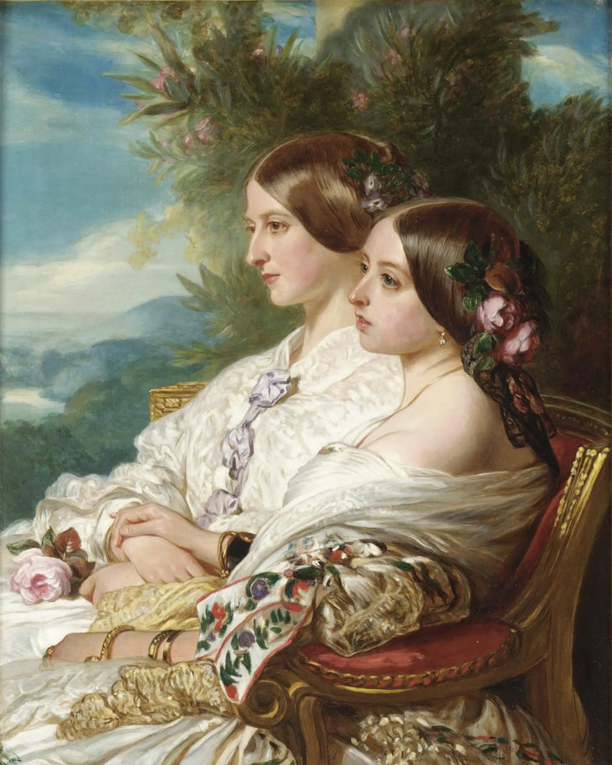 Les cousines: la reine Victoria et Victoire duchesse de Nemours - Franz Xaver Winterhalter - Alpha Reproduction