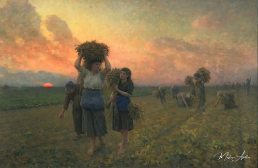 Les derniers glanings, 1895 - Jules Breton - Reproductions de tableaux et peintures haut de gamme