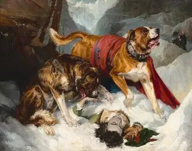 Alpene hunder gjenoppliver en nødssituasjon - Edwin Henry Landseer

Source:
Les Dogues des Alpes réaniment un voyageur en détresse - Edwin Henry Landseer