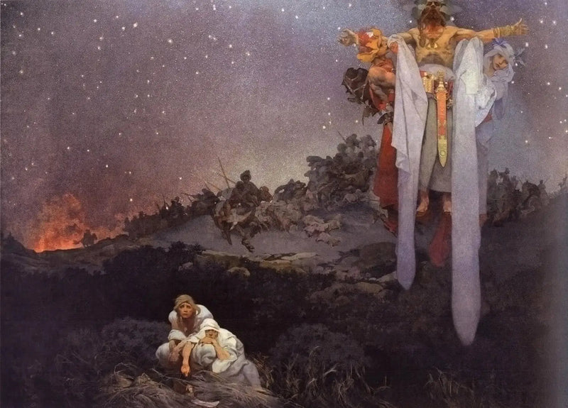 Slaveene i deres forhistoriske sted - Alphonse Mucha