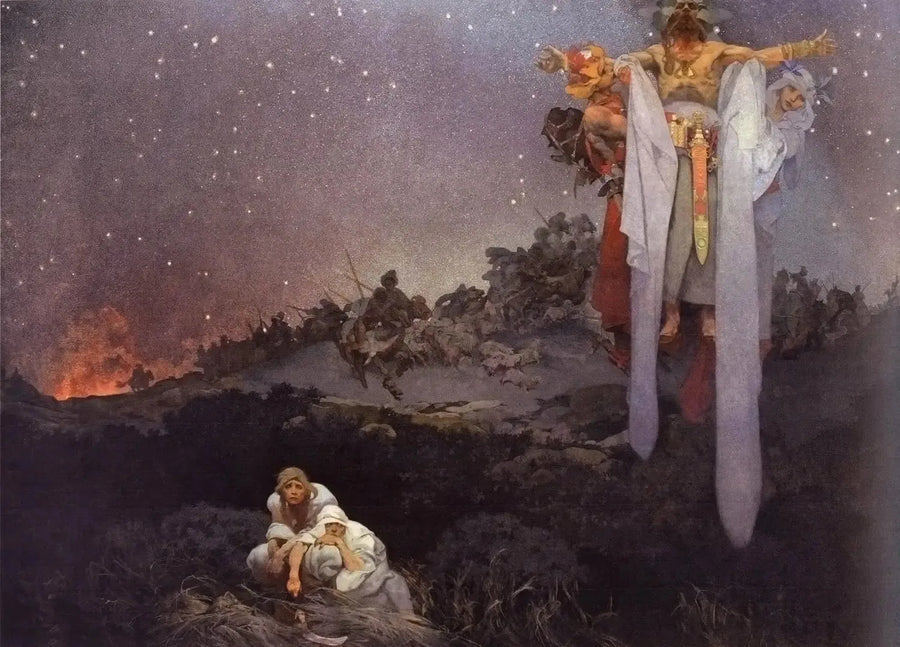 Slaveene i deres forhistoriske sted - Alphonse Mucha