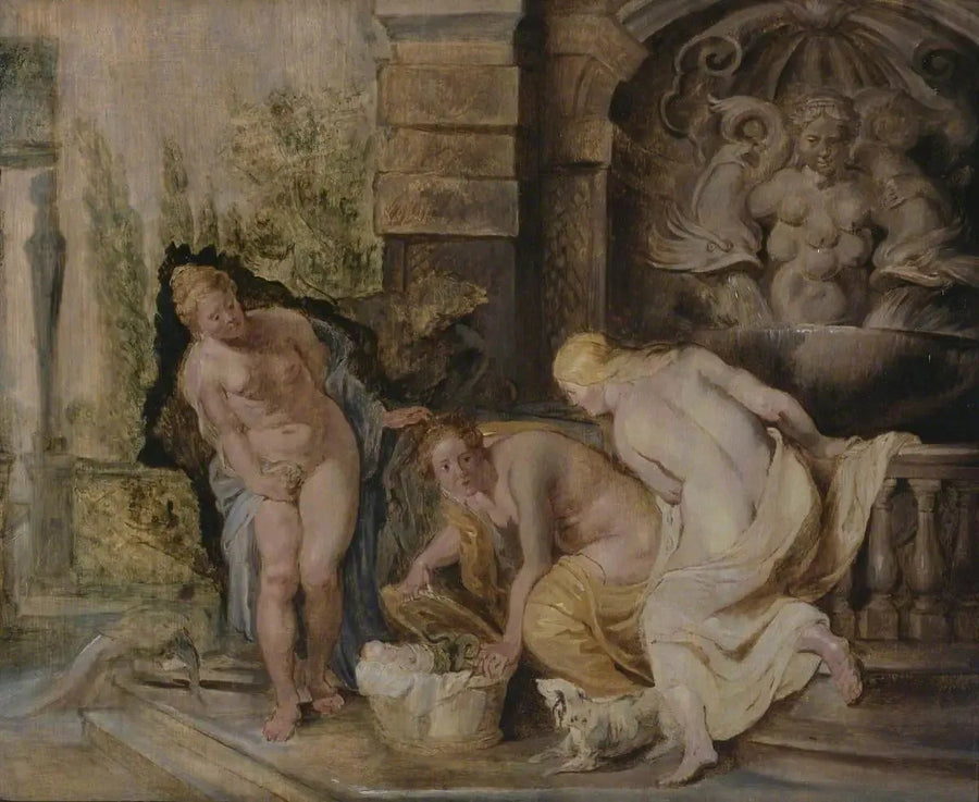 Cécrops' jenter oppdager Érichthonios - Peter Paul Rubens