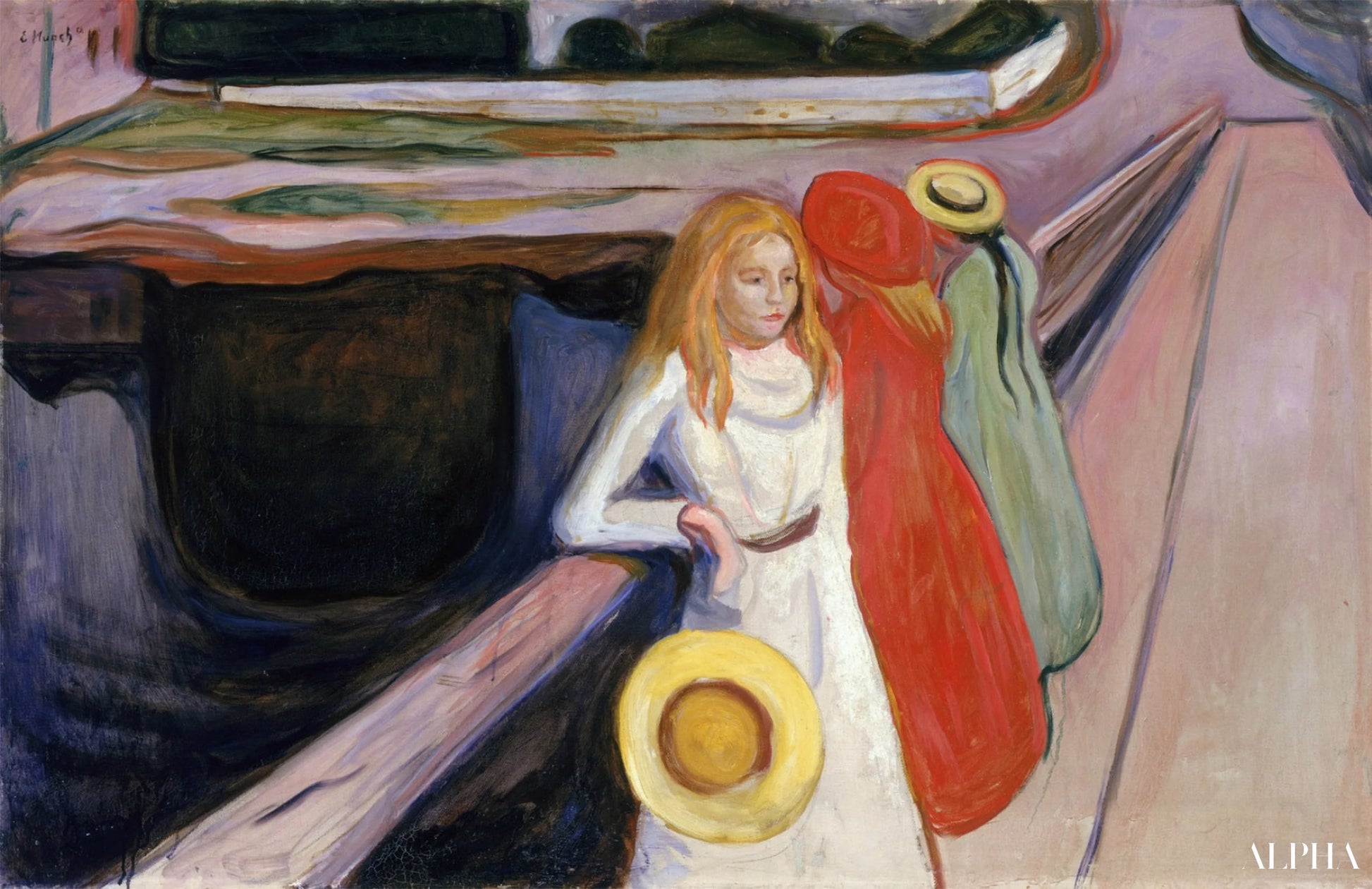 Jentene på broen - Edvard Munch - Høykvalitets reproduksjoner av malerier og bilder