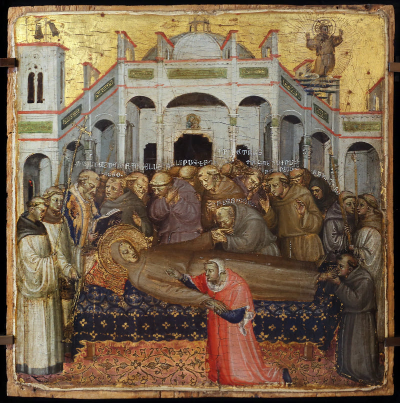 Saint Franciscus' begivenhet: bekreftelse av stigmata i nærvær av de første franciskanske brødrene, Sylvestre, Angélus, Léon, Philippe, Pierre, Bernard, Sabatinus, Barbaro, Gilles, Masseus, Maurice. - Bicci di Lorenzo