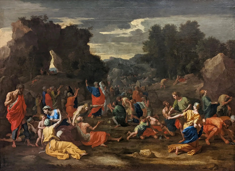 Israelske folk som samler manna i ørkenen - Nicolas Poussin