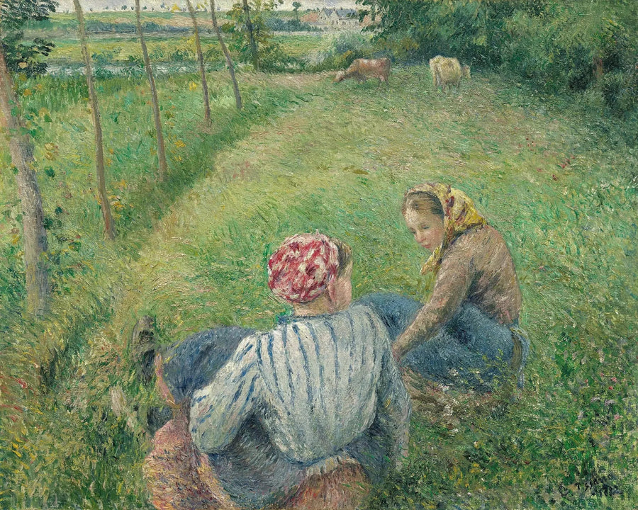 Bøndenes unge jenter hviler i markene nær Pontoise - Camille Pissarro