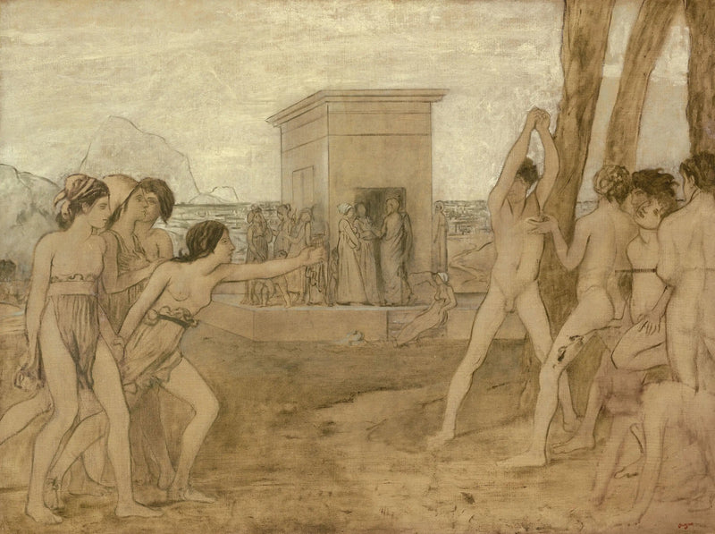 De spartaniske jentene utfordrer guttene - Edgar Degas