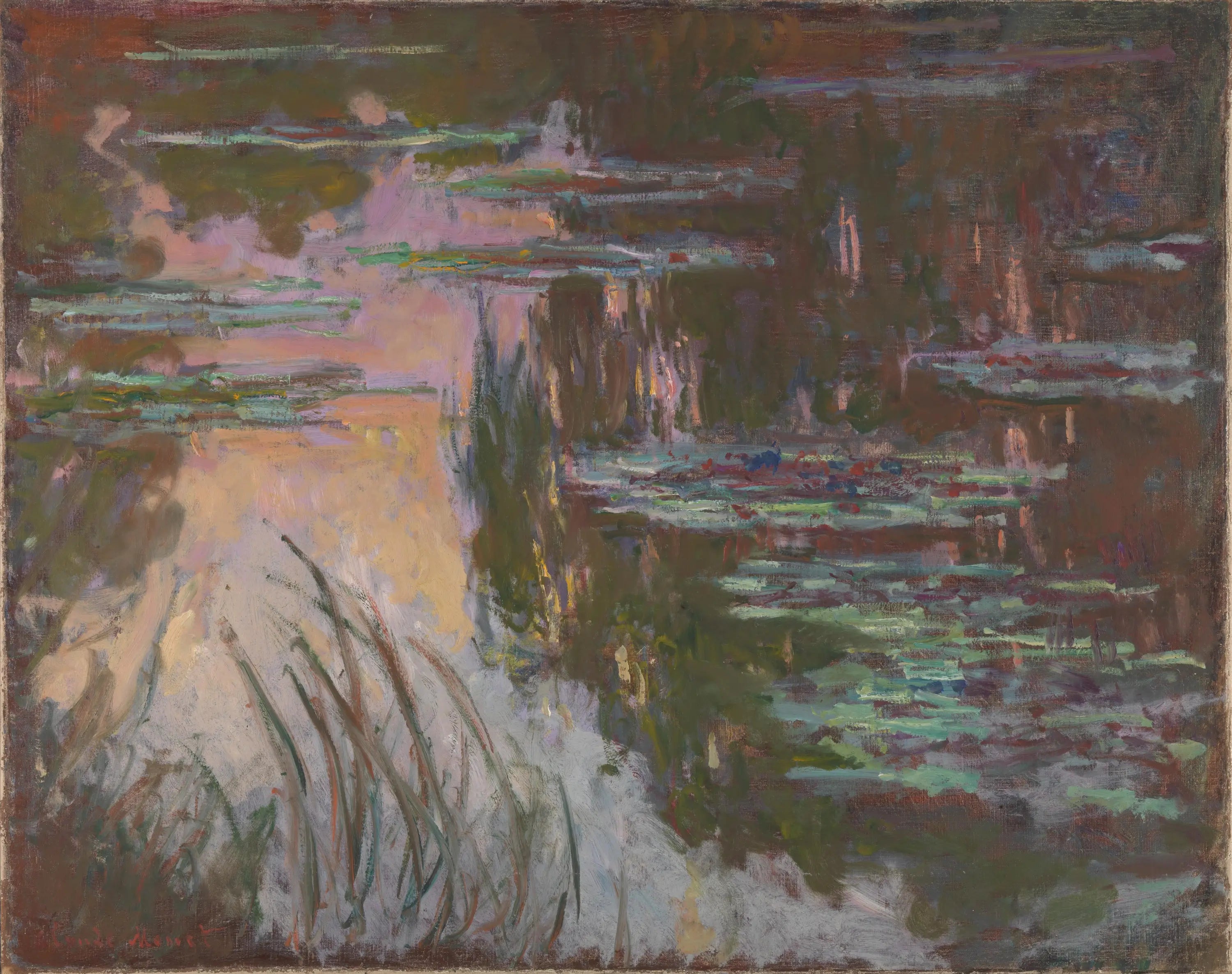 Les lilyes d'eau, le coucher du soleil - Claude Monet image 1 reproduction artisanale de tableau