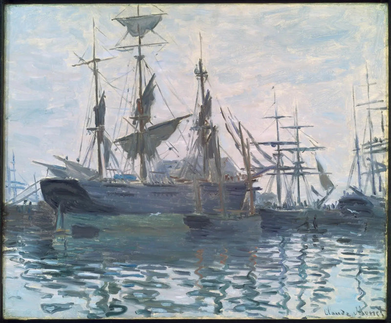 Skip i en havn - Claude Monet