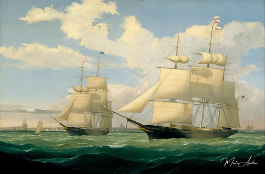 Les navires " Winged Arrow " et " Southern Cross " dans le port de Boston, 1853 - Fitz Henry Lane - Reproductions de tableaux et peintures haut de gamme