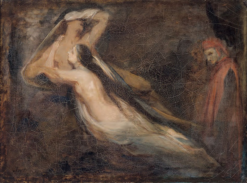 Skyggene av Paolo og Francesca som vises for Dante og Virgilio - Ary Scheffer