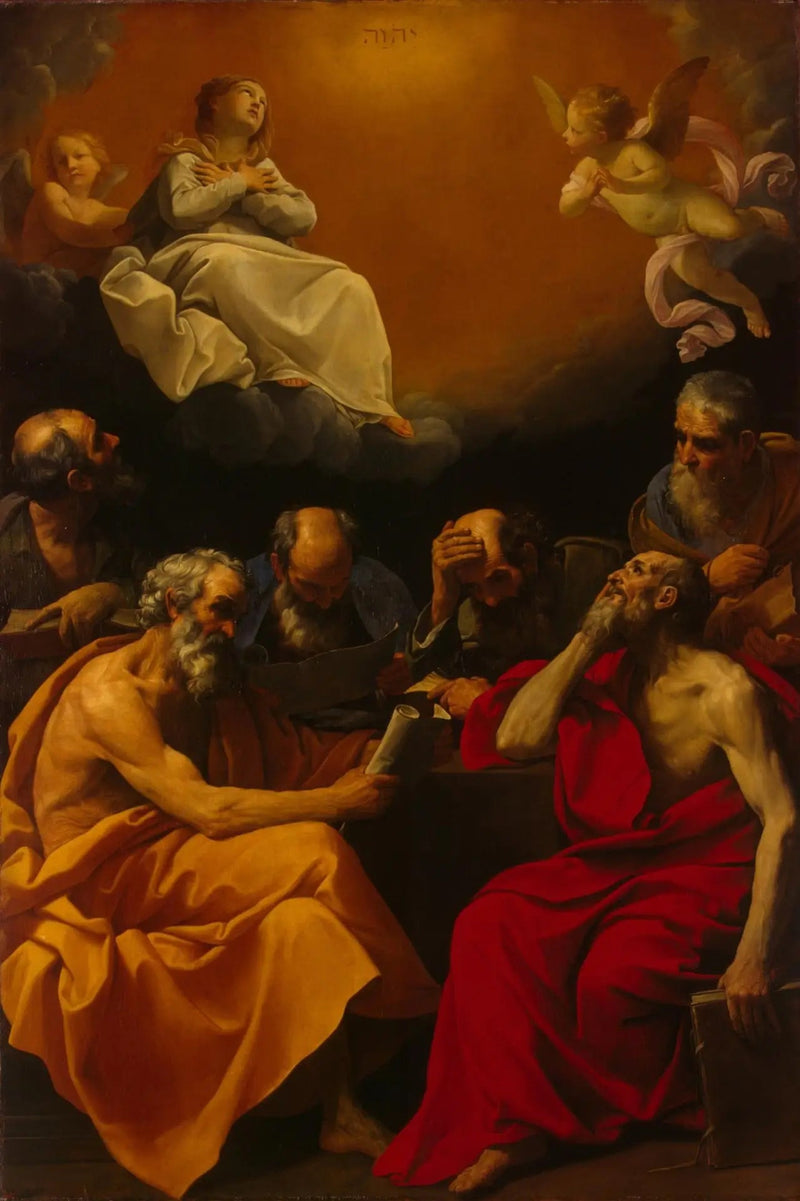 De kirkefedrene bestrider dogmet om den Ubesmittede unnfangelse - Guido Reni