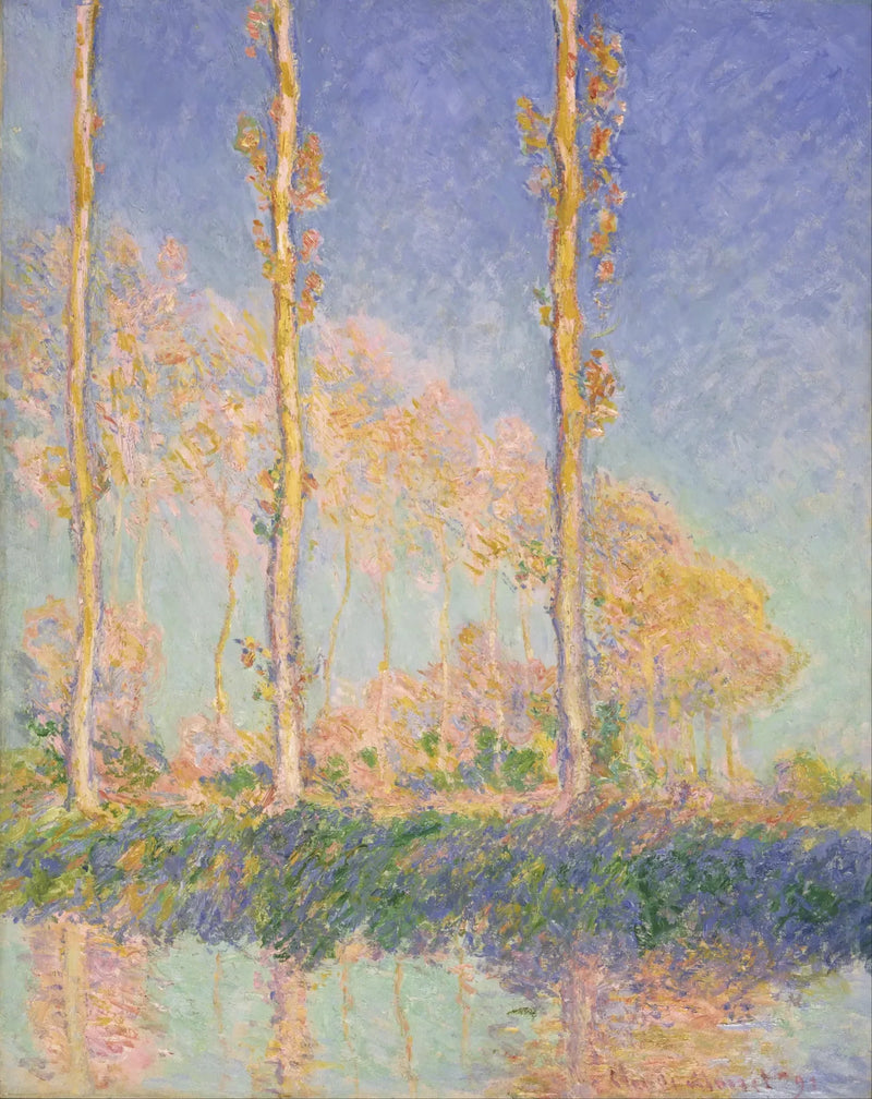 Poplerne, tre rosa trær, høst - Claude Monet