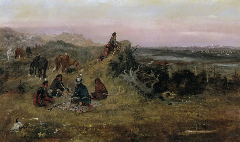Les Piégans forbereder seg på å stjele kråkenes hester - Charles Marion Russell

Source:
Les Piégans se préparent à voler les chevaux des corbeaux - Charles Marion Russell