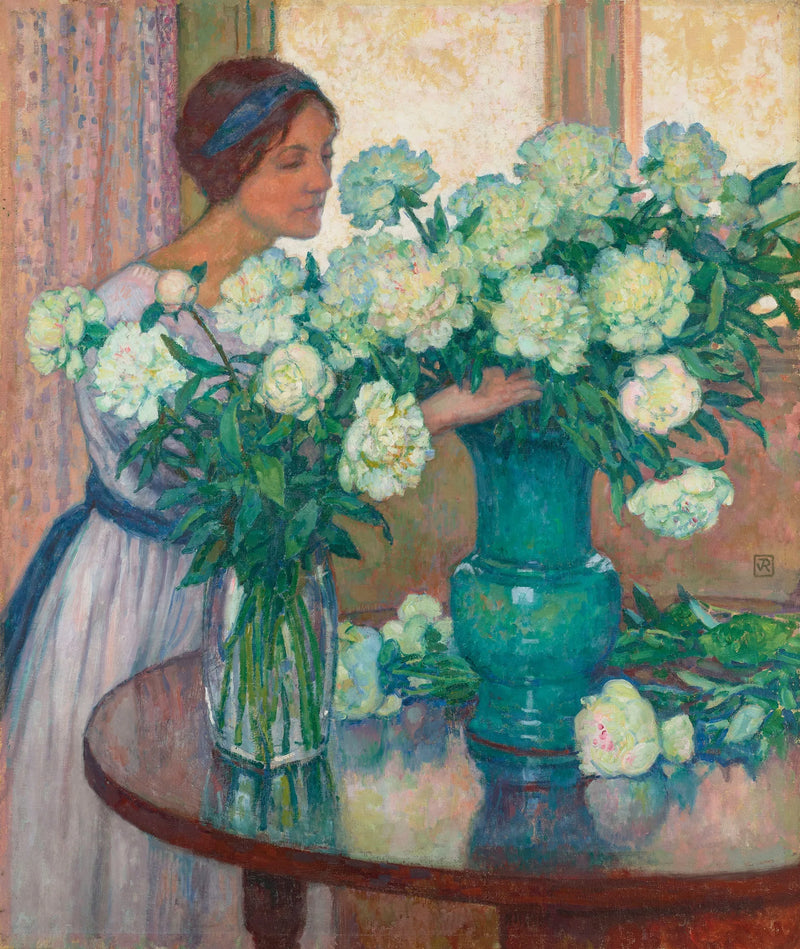 De hvite peonene - Théodore van Rysselberghe