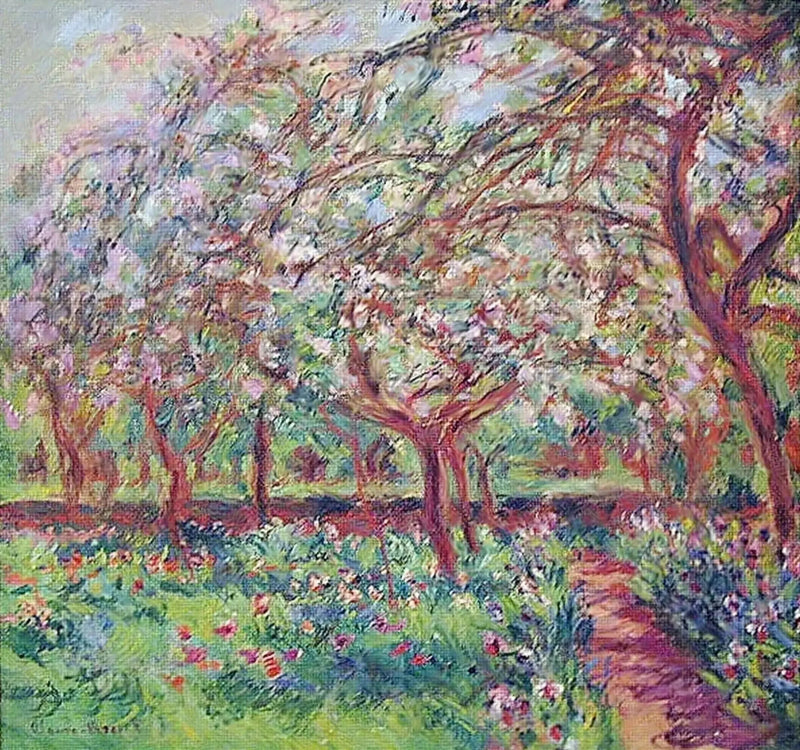 Epletrær i blomst - Claude Monet