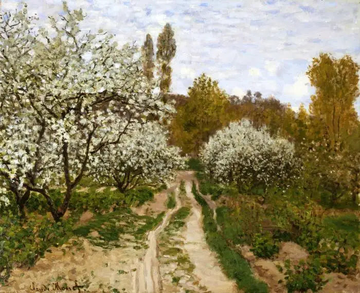 Epletrær i blomst - Claude Monet