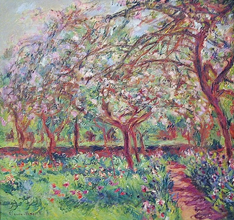 Epletrær i blomst - Claude Monet