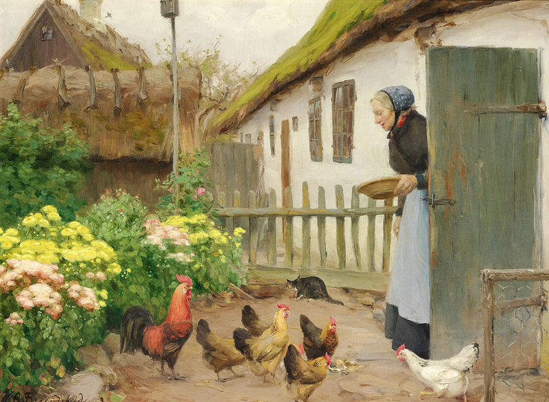 Reproduksjon av H. A. Brendekilde maleri - Kyllinger som mates

Source:
Les poules sont nourries. - H. A. Brendekilde